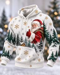 Big & Tall Men's Santa Forest Waffle-Knit Hoodie