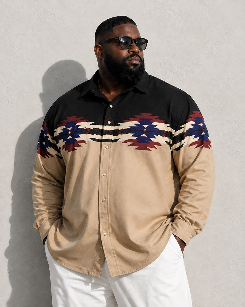 Big & Tall Men's Navajo Nation Geometric Print Long Sleeve Shirt