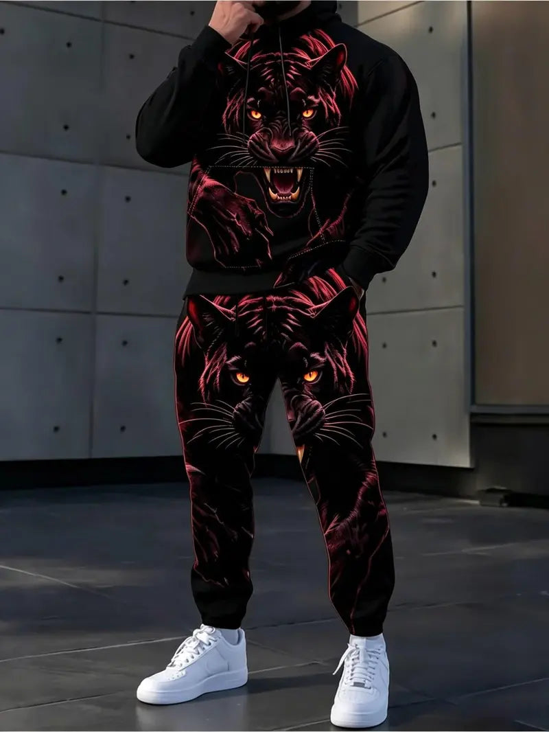 Men's Casual Hooded Sweatshirt Set