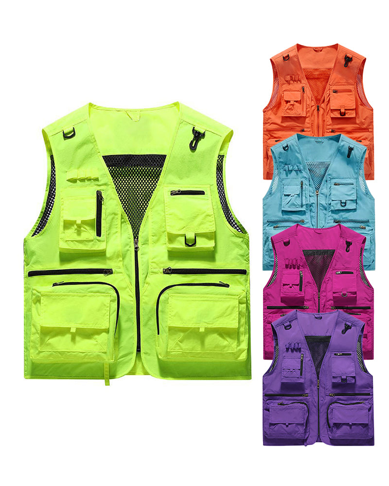 Big & Tall Men's Outdoor Mesh Quick-drying Multi-pocket Fishing Photography Vest S-6XL
