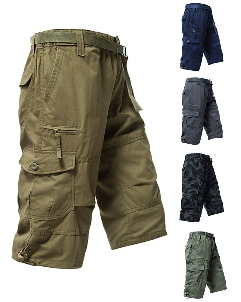 M-5XL Summer Cotton Thin Tooling Loose Straight Mid-length Pants