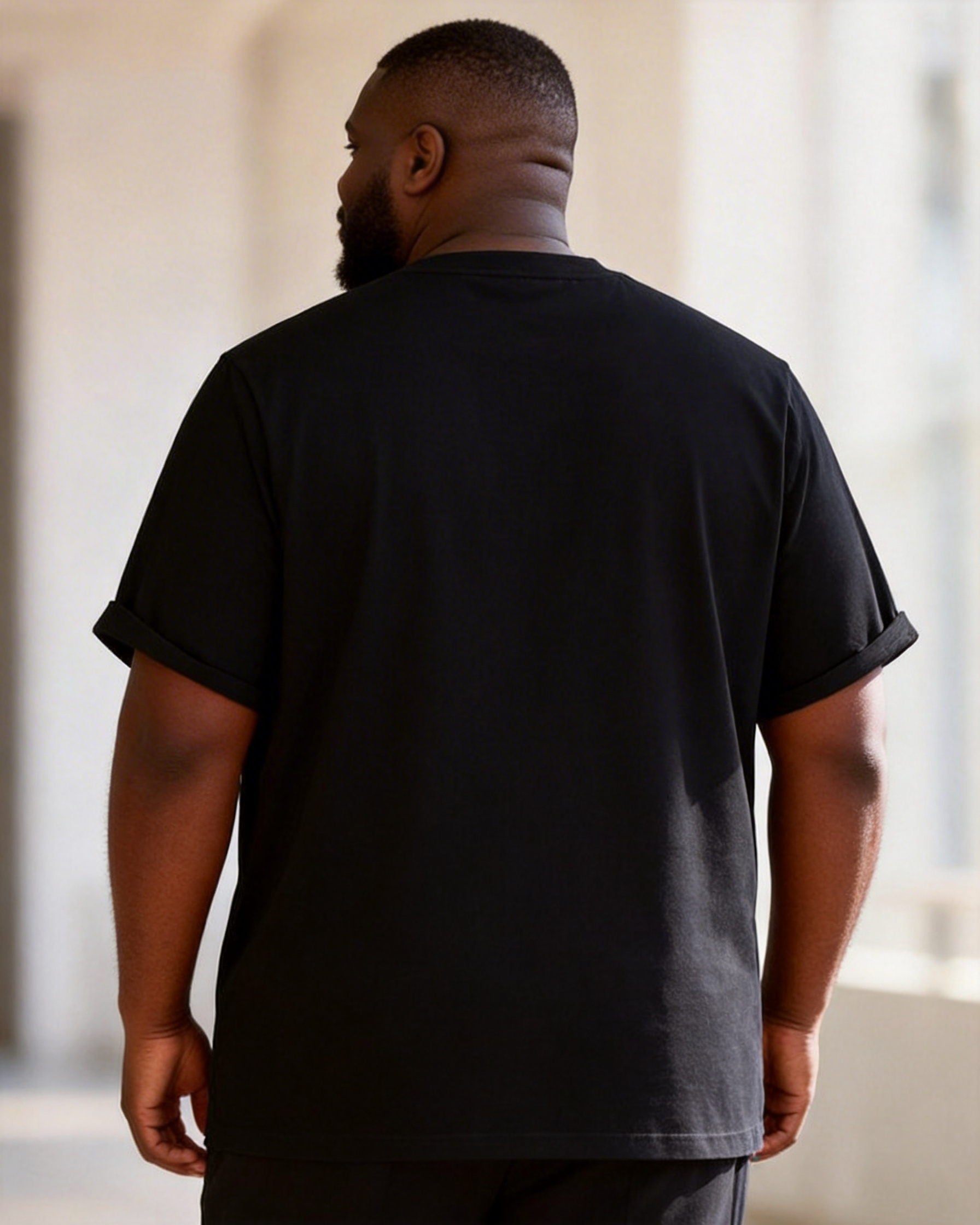 Big & Tall Men's Ethnic Style Color Matching Printed Round Neck Short Sleeve T-shirt