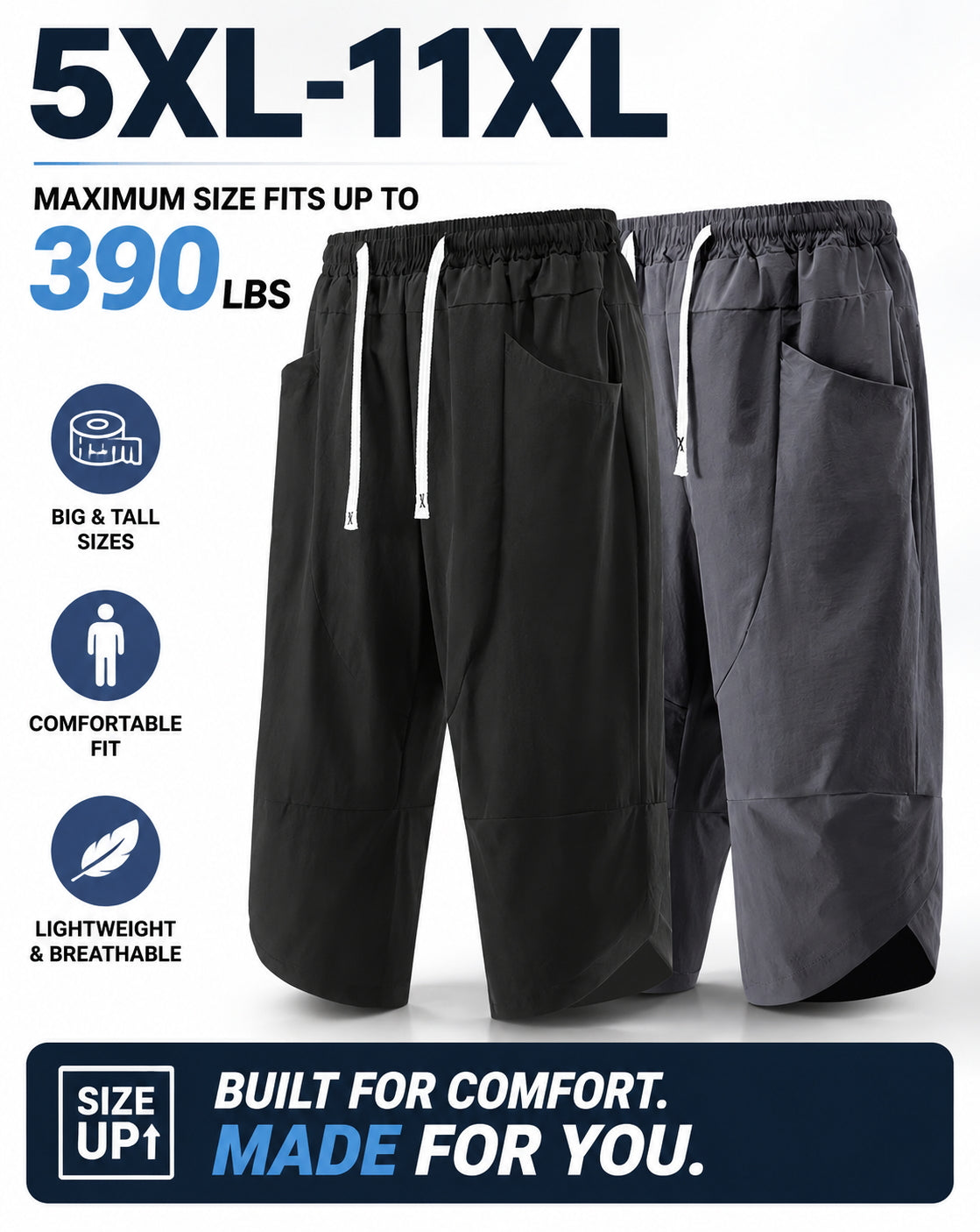 5XL-11XL Quick-drying Cropped Pants With Extra Fat And Loose