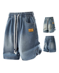 L-9XL Star-Print Denim Loose Straight Casual Shorts