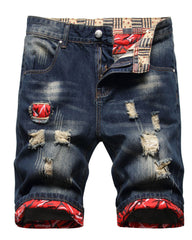 Size 28-48 Distressed Ripped Flanged Denim Cropped Shorts