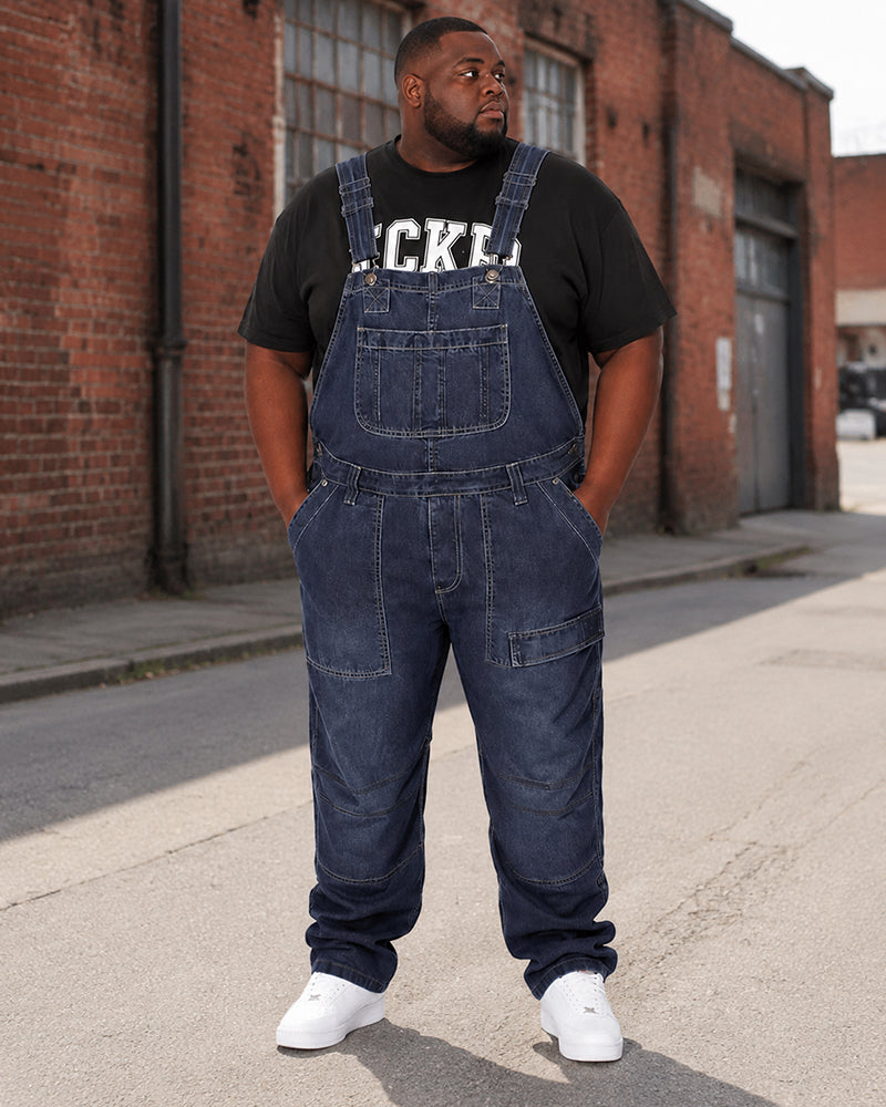 S-5XL Fashion Men's Strap Jeans Trousers