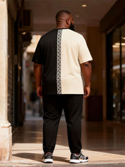 Big & Tall Men's Black Stitching T-shirt Pants Suit