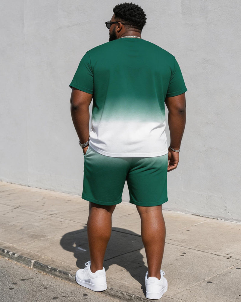 Big & Tall Men’s Gradient Letter-Print Crew-Neck Short-Sleeve T-Shirt And Shorts Set