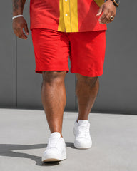 Big & Tall Men's Christmas Captain Hook Peter Pan Inspired Short Sleeve Shirt Shorts Set