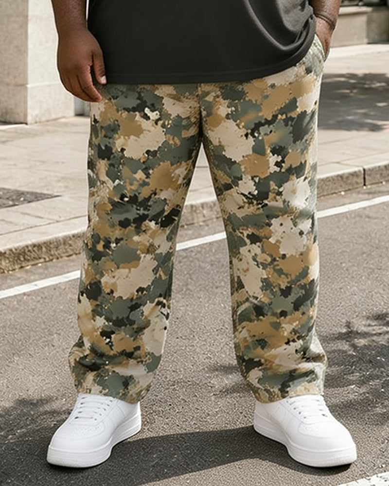 Big & Tall Men's Camouflage Alphabet Print T-Shirt Pants Set