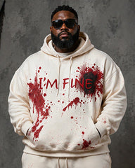 Big & Tall Men's “Blood-Red Splatter” I'M FINE Fun Print Hoodie Set