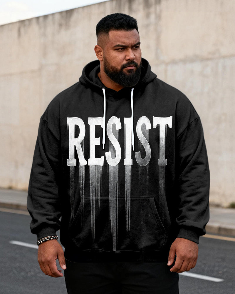 Big & Tall Men's "RESIST Declaration Of Resistance" Graffiti Print Hoodie