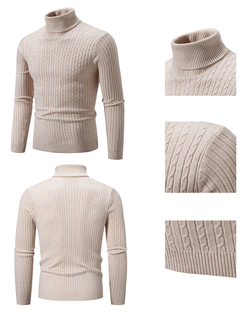 Casual Fashion Twist Knitted Sweater Turtleneck Base Shirt M-5XL