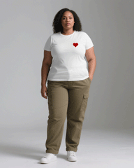 Big & Tall Men's White & Khaki Sweet Love Express Love Chest Printed Men's And Women's Crewneck Short Sleeve T-Shirts & Covers Pants Pants Couple Suit