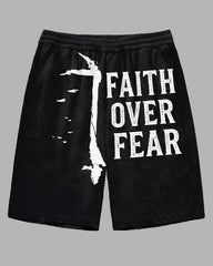 Big Men's Street Fashion Cross with Funny Letters Prined Casual Shorts