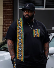 Big Boy Essential Fashion African Impression Totem Print Short Sleeve Trousers Suit