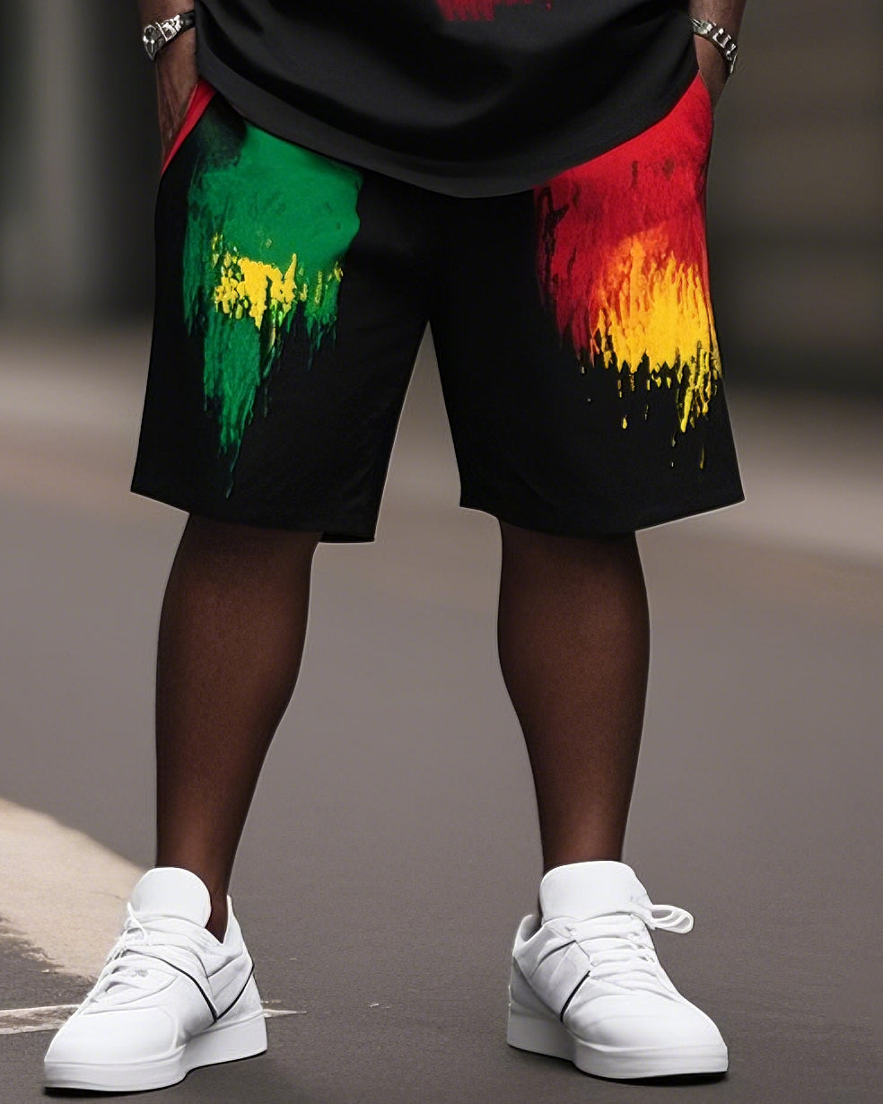 Plus Size Boys June Day Personalized Graffiti T-Shirt Shorts Suit