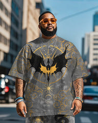 Men's Plus Size Dragon-rider Viking Print Short Sleeve T-Shirt Shorts Suit