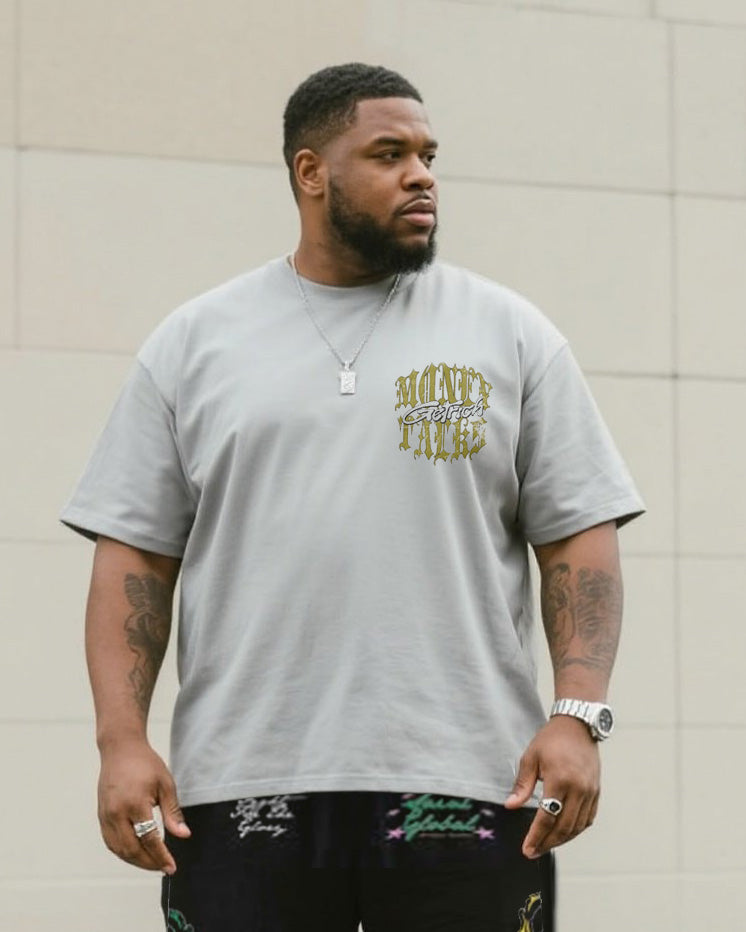 Big & Tall Men's Street Fashion Personality Trend Design-short Sleeve Pants Suit