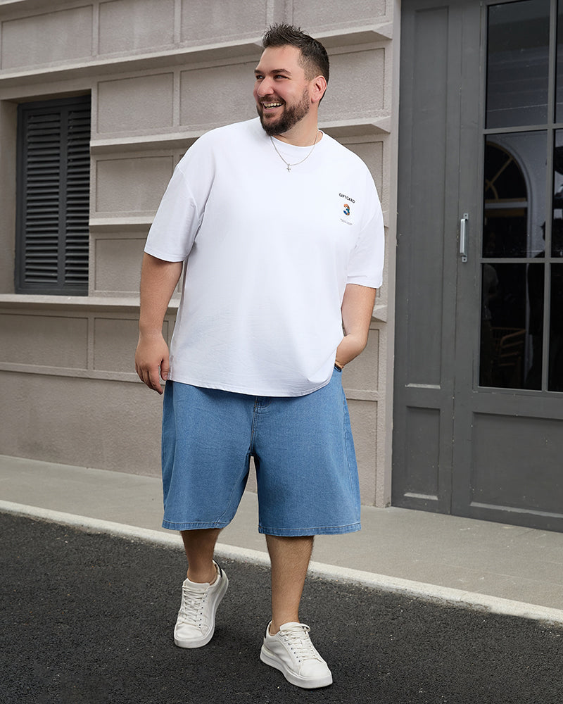 Big & Tall Men's Daily Leisure Simple Solid Color Joker Wearing Wash Denim Shorts