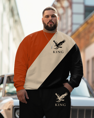 Men's Big & Tall Simple Colorblock Flying Eagle Sweatshirt 2-Piece Set