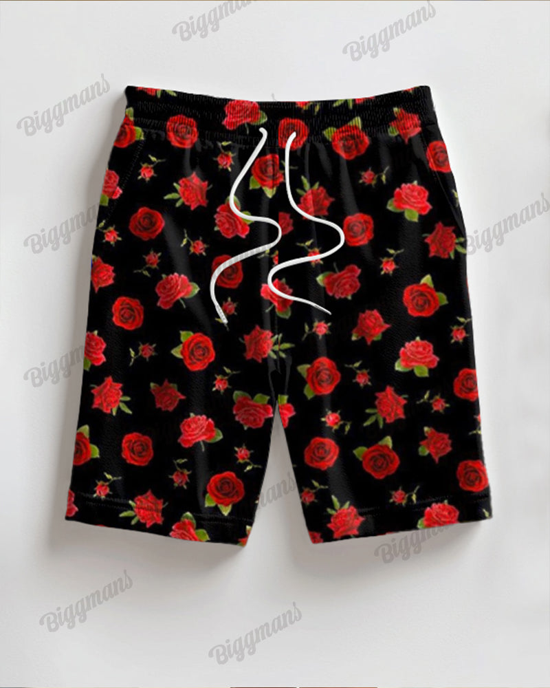 Couple Rose Short-sleeved T-shirt Shorts Suit Large