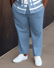 Men's Blue Stitching White Gradient Short Sleeve Walking Set