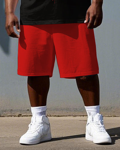Courage Drips In The Dark Men's Big & Tall Skull & Moon Print Short Sleeve T-shirt & Shorts Set