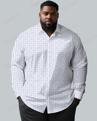 High-grade Jacquard Texture Long Sleeve Lapel Shirt Men's Big and Tall