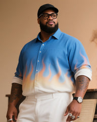 Big Boy Must-Have 2025 Holiday Party Blue Flame Gradient Long Sleeve Shirt Trousers Suit