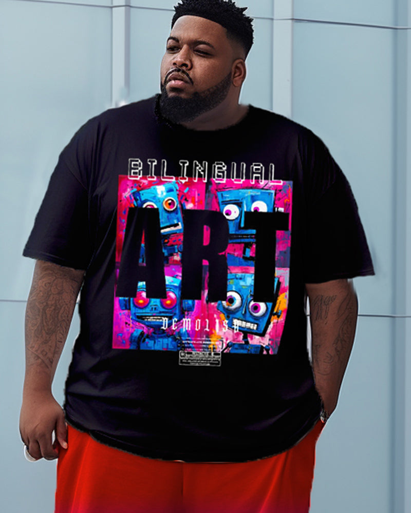 Street ART Printed Gradient Shorts Short Sleeved Oversized Men's Set