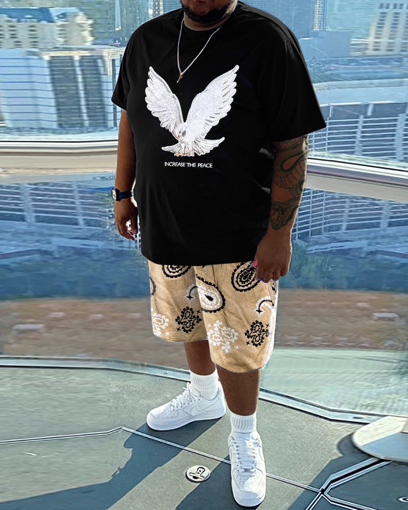 Men's Daily Casual Pigeon Printed Short Sleeve T-Shirt Set