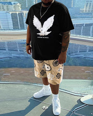 Men's Daily Casual Pigeon Printed Short Sleeve T-Shirt Set