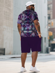 Men's Plus Size Tie-dye Round Neck T-shirt Shorts Suit