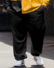 Men's Big & Tall Tracksuit Color Block King Hoodie and Sweatpants Set