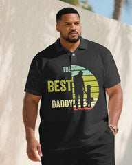 Men's Plus Size Gift For Father Souvenir Short Sleeve POLO Shirt Shorts Suit