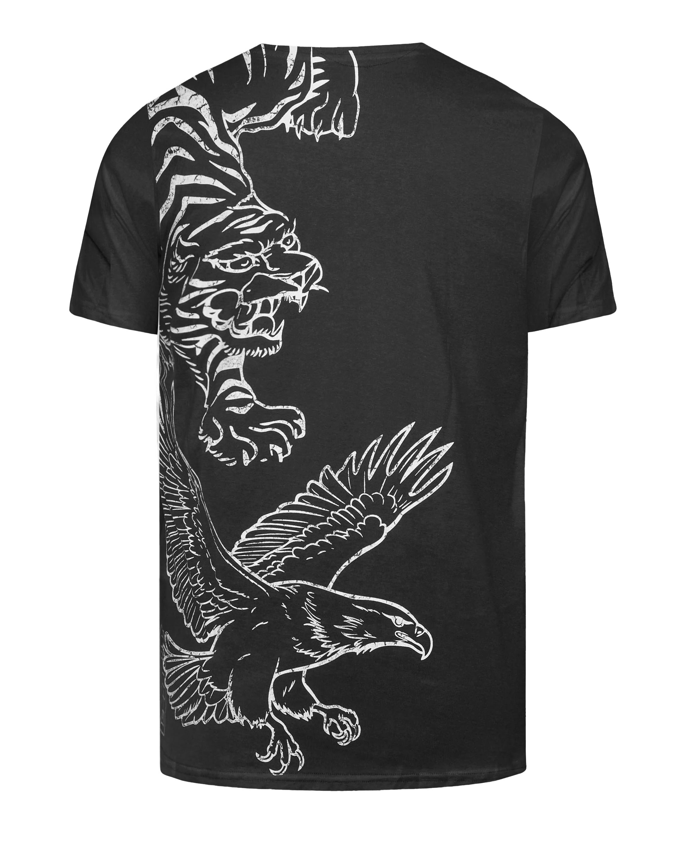 Men's Plus Size Black Game Chest Print Round Neck Short Sleeve T-shirt
