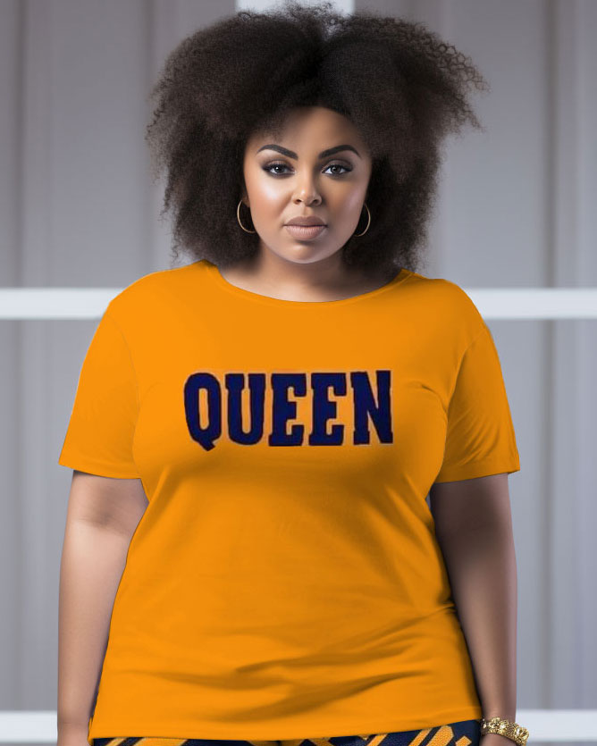 Women's Big & Tall Street Queen Wave Graffiti Short Sleeve Shorts Set