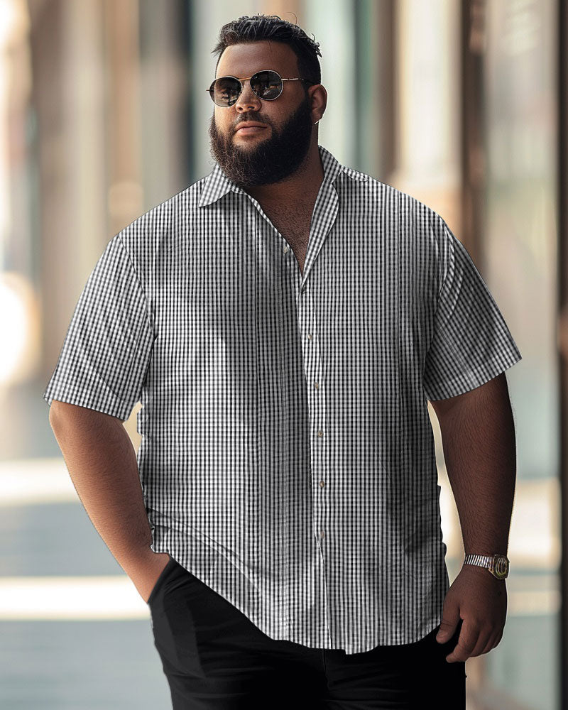 Men's Plus Size Business Causal Button Down Short Sleeve Shirt