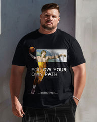 Men's Plus Size Casual Retro Art Basketball Print T-Shirt Shorts Suit