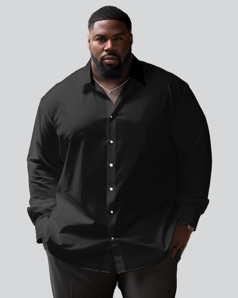 100% Cotton Versatile Solid Color 8 Color Options Lapel Long Sleeve Shirt Big Men