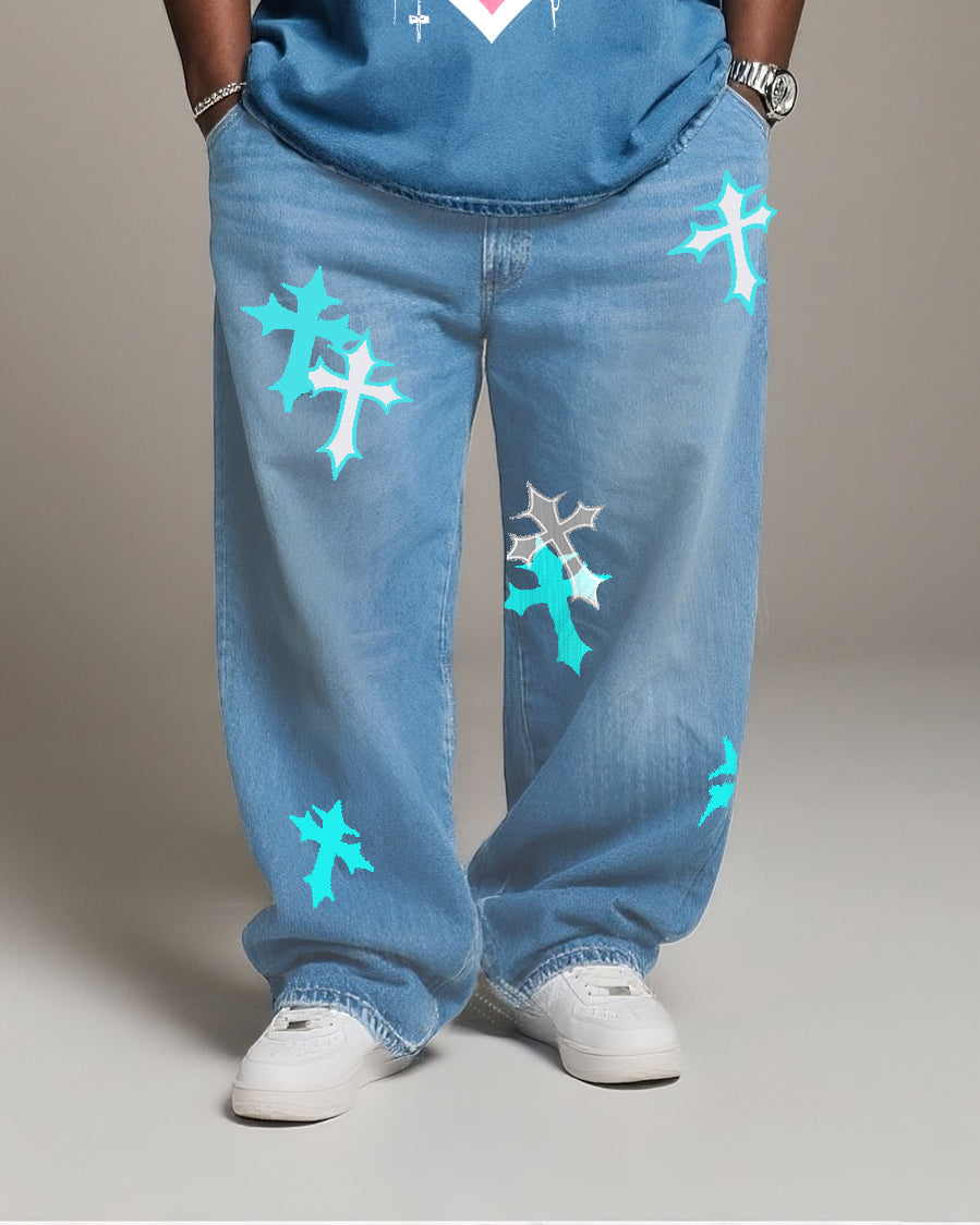 Big & Tall Men's Faith JESUS Wash Water Denim Suit