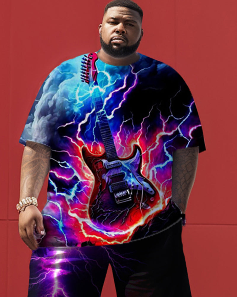 Lightning Guitar Personalized Print Men's Large Size Suit