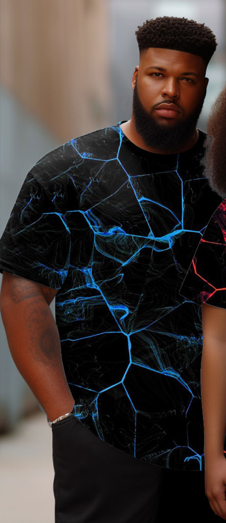 Couple Plus Size Thunder Graphic Round Neck Short Sleeve T-Shirt