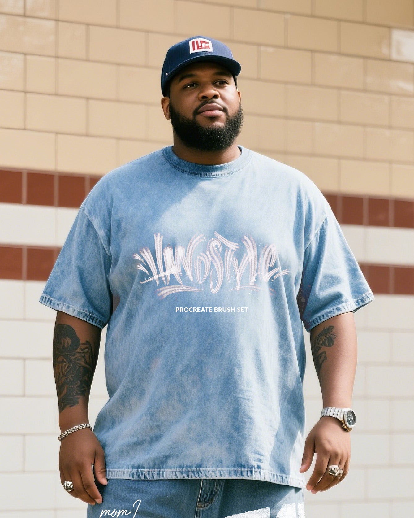 Big Shit Fashion Street Printed Short Sleeve Shorts Denim Suit