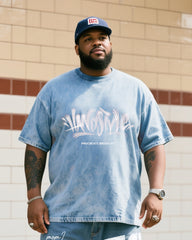 Big Shit Fashion Street Printed Short Sleeve Shorts Denim Suit