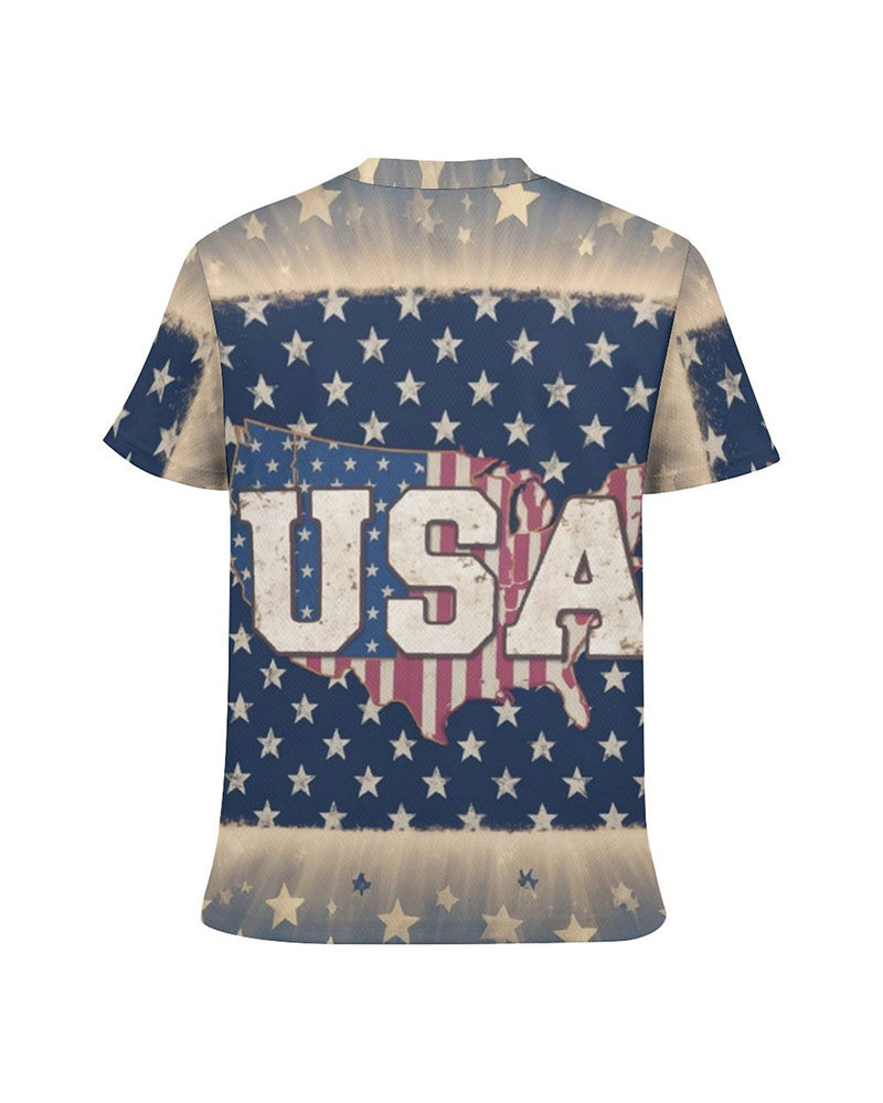 Men's Plus Size Independence Day Star USA Letter Print Round Neck Short Sleeve T-Shirt