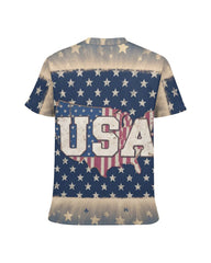 Men's Plus Size Independence Day Star USA Letter Print Round Neck Short Sleeve T-Shirt