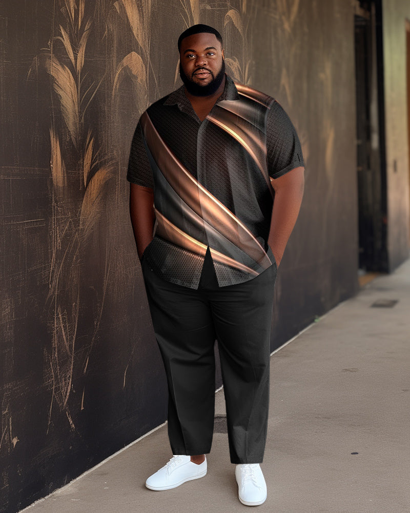 Men's Plus Size Marble Graphic Short Sleeve 2 Piece Walking Suit