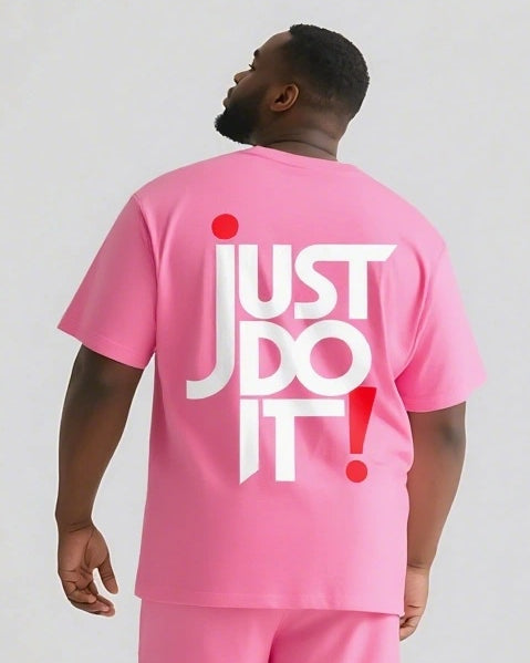Quit Thinking Start Doing Big & Tall Men's Simple Lettering T-shirt 2-Piece Set